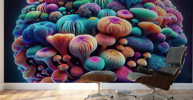 ai artist debra amerson abstract mushroom plant p Wall Murals