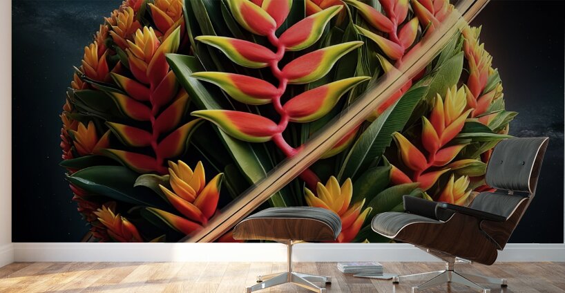 ai artist debra amerson lobster heliconia plant p Wall Murals
