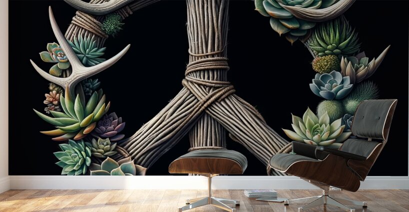 ai artist debra amerson peace sign floral art dee Wall Murals