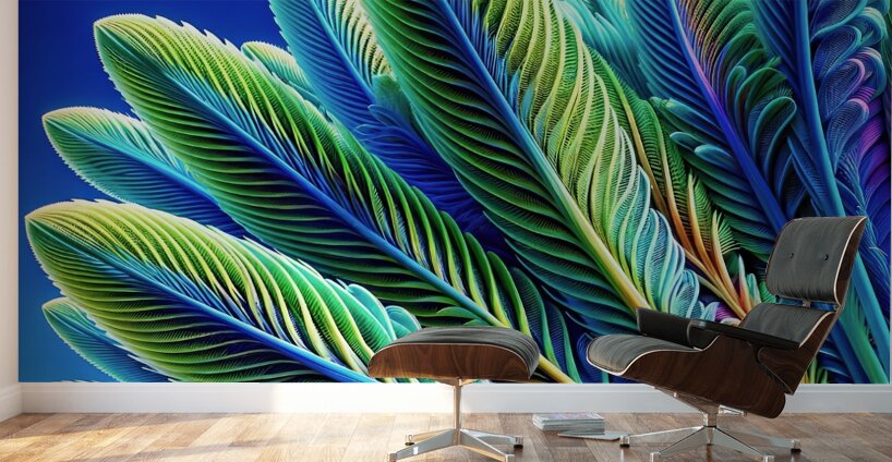 ai artist debra amerson plant artistry blue green Wall Murals