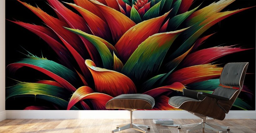 ai artist debra amerson plant artistry orange art Wall Murals