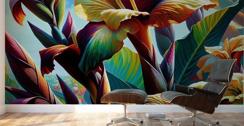 ai artist debra amerson plant artistry orange red Wall Murals