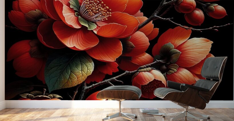 ai artist debra amerson plant artistry orange qui Wall Murals