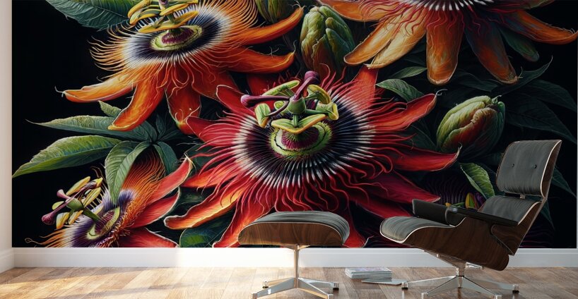 ai artist debra amerson plant artistry red orange Wall Murals