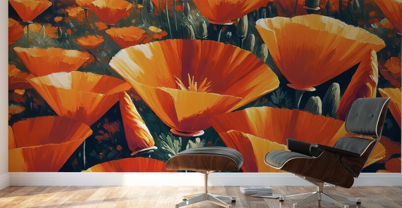 ai artist debra amerson california poppy super bl Wall Murals
