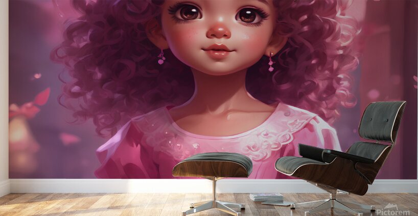 A beautiful Little girl in pink dress Wall Murals