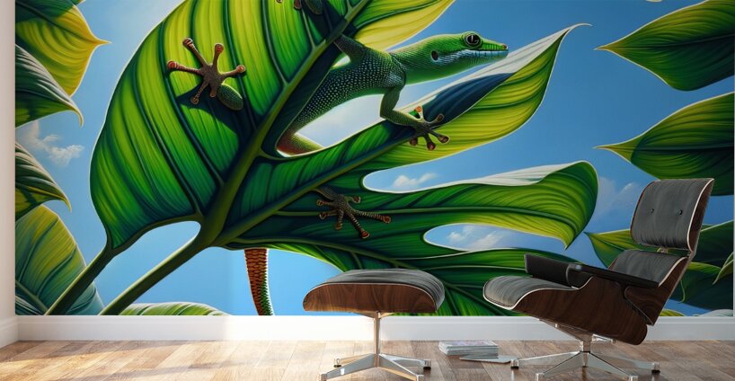 ai artist debra amerson philodendron gecko copyri Wall Murals