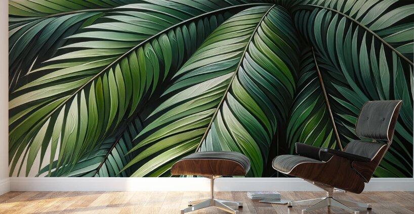 ai artist debra amerson green palm fronds plant a Wall Murals