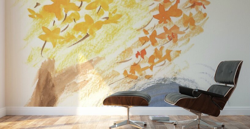 Fall Tree Blue Sun Wall Murals