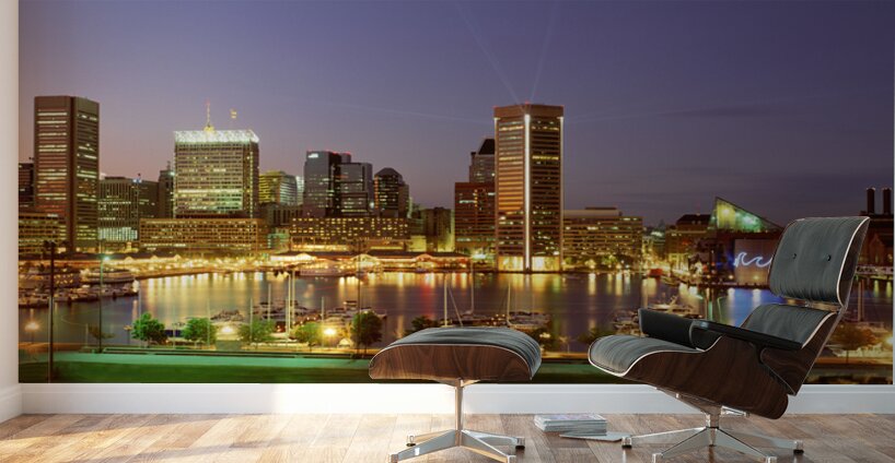 City skyline at night Baltimore Maryland USA 27378 Wall Murals