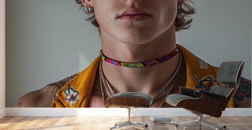 a young man in his early 20s blond hair blue ey a Wall Murals
