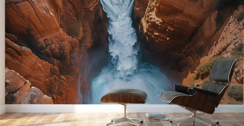 Aerial view of the earths canyon with a huge wa 9 Wall Murals