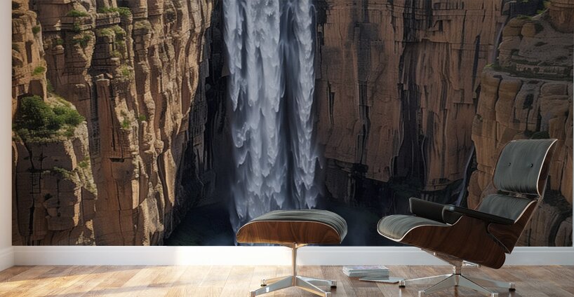 Aerial view of the earths canyon with a huge wa b Wall Murals