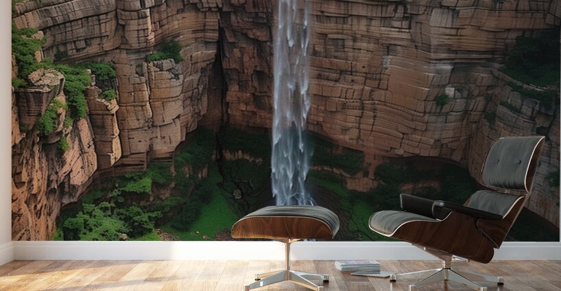 Aerial view of the earths canyon with a huge wa a Wall Murals