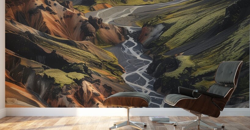 An aerial view of the majestic Icelandic landsc 4 Wall Murals