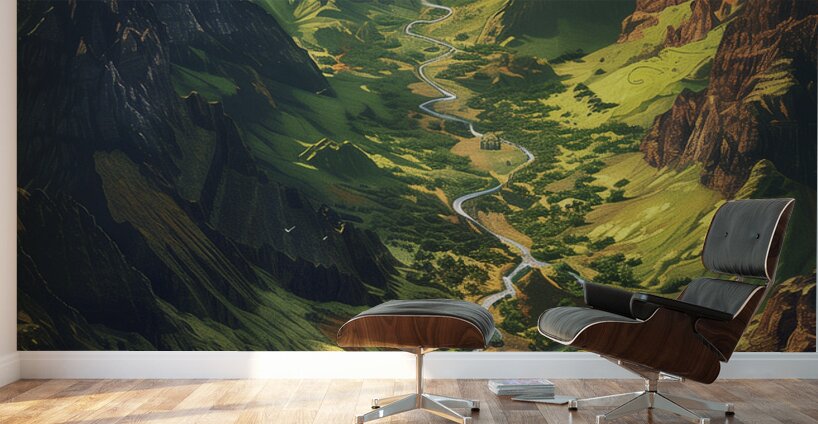 An aerial view of the majestic Icelandic landsc c Wall Murals