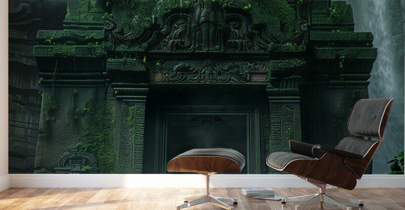 An ancient temple entrance stairs leading down  d Wall Murals