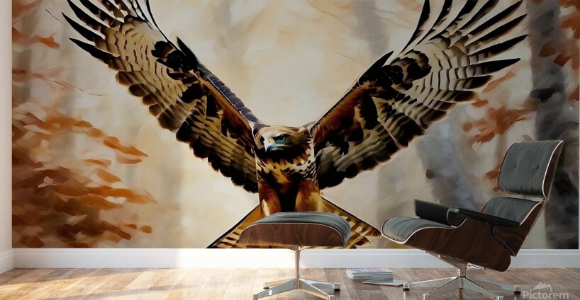 Red tailed hawk swooping towards prey Wall Murals