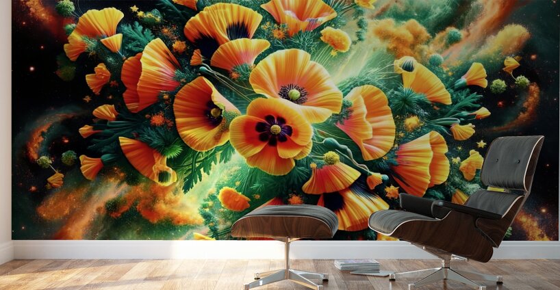 ai artist debra amerson plant artistrypoppy nebul Wall Murals