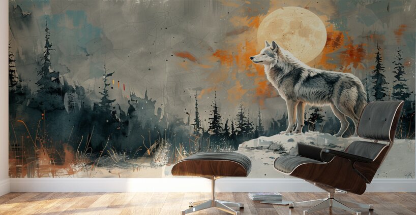 An enchanting glimpse of a lone wolf standing a 4 1717906512.849 Wall Murals