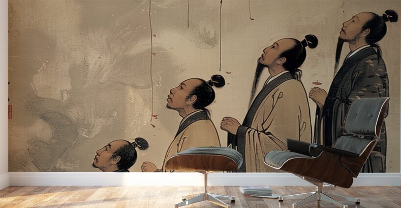 Ancient Chinese people looking up at the sky.   1 Wall Murals