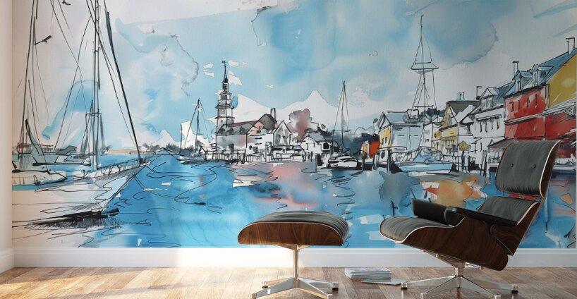 Annapolis Maryland USA  watercolor sketch in th 2 Wall Murals