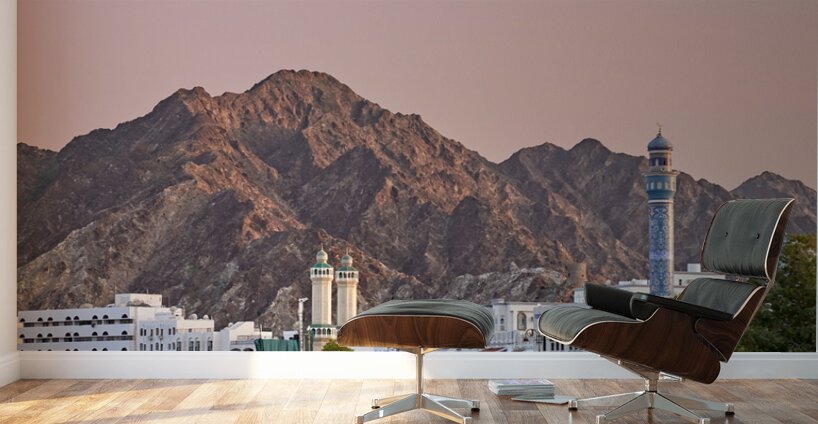 Oman. Muscat. Cityscape at sunset Wall Murals