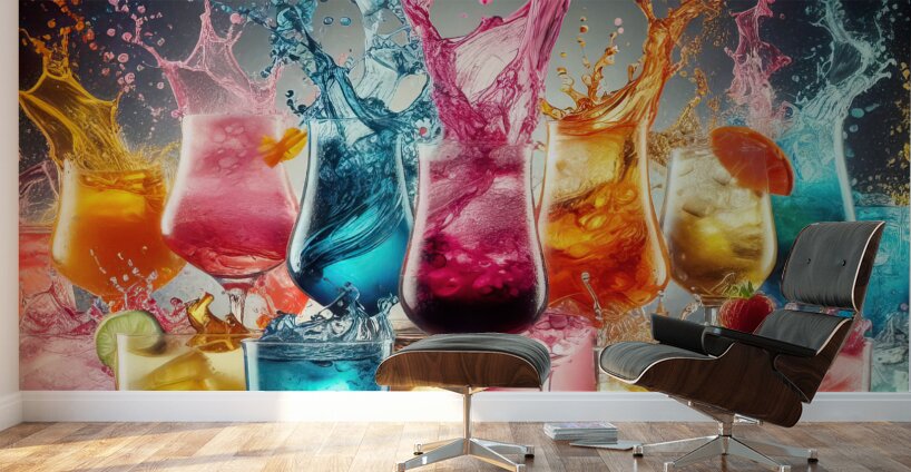 84 cocktail in glass with splashes Wall Murals