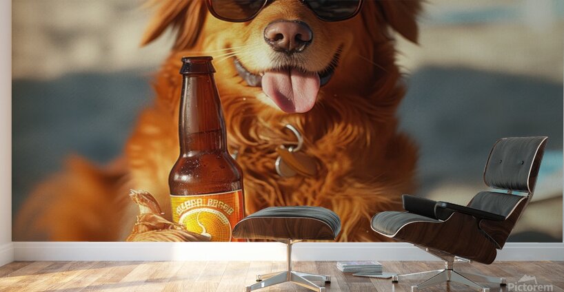 Beer Dog at the Beach 8 Wall Murals