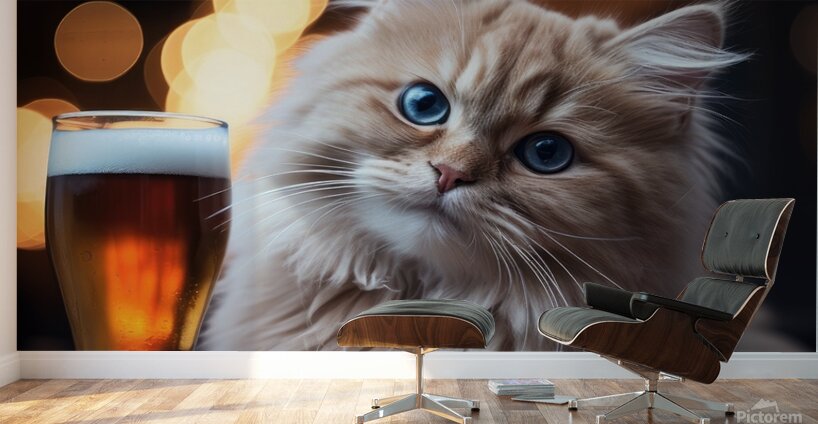 beer cat at the pub 4 4k Wall Murals