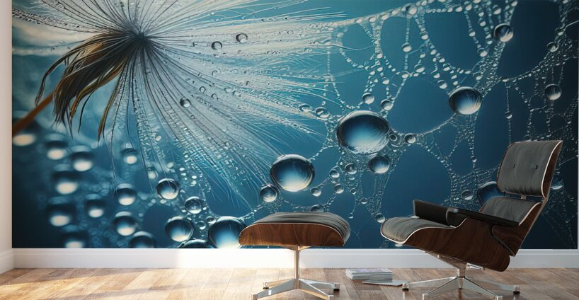 120 Water drops rain dew close up macro to seed d Wall Murals