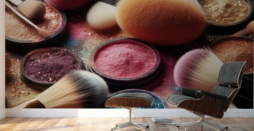 109 Close Up View of Makeup Brushes with a Variet Wall Murals