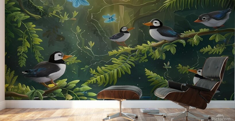 a breathtaking illustration of a magical forest  Wall Murals