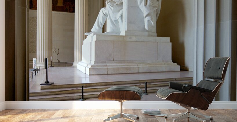 The marble statue of Abraham Lincoln inside the Lincoln Memorial. Washington D.C. Wall Murals
