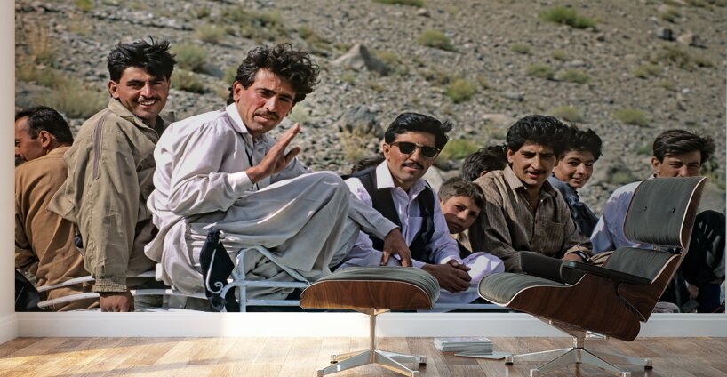 Pakistan. People travelling on the roof of a van Wall Murals