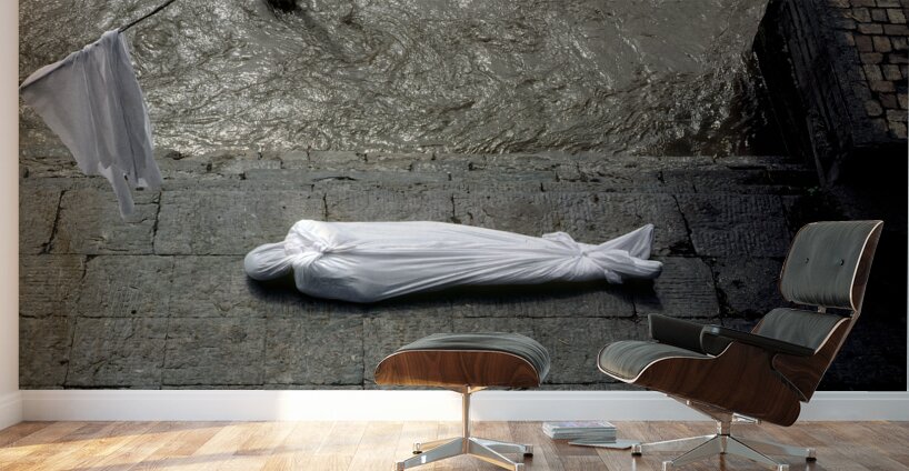 Nepal. Kathmandu. Cremation in Pashupatinath Wall Murals