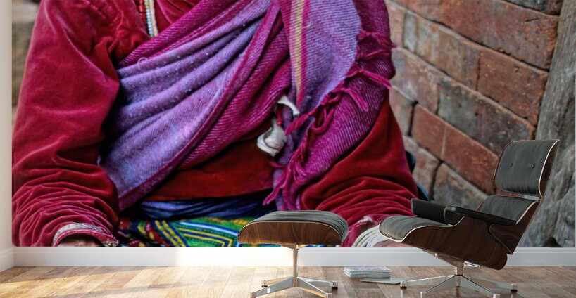Nepal. Kathmandu. Old woman selling jewels Wall Murals