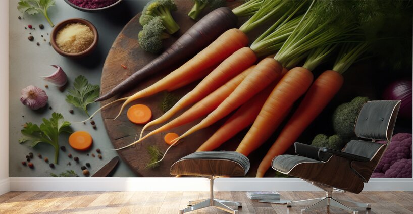 293 Assorted carrots arranged on the table studio Wall Murals