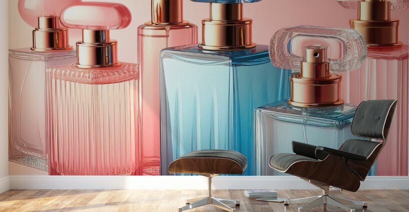278 Five Pink and Blue Perfume Bottles Perfectly Wall Murals