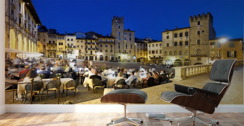 Arezzo Tuscany Italy. Piazza Grande at sunset Wall Murals