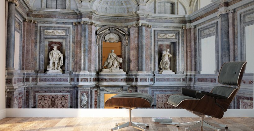 Caserta Campania Italy. The scalone staircase of honour by Luigi Vanvitelli at the Royal Palace Wall Murals