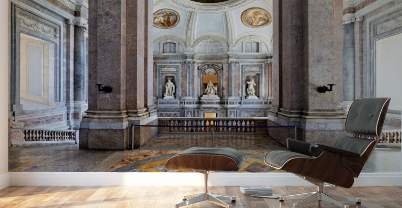 Caserta Campania Italy. The Royal Palace. The upper vestibule Wall Murals