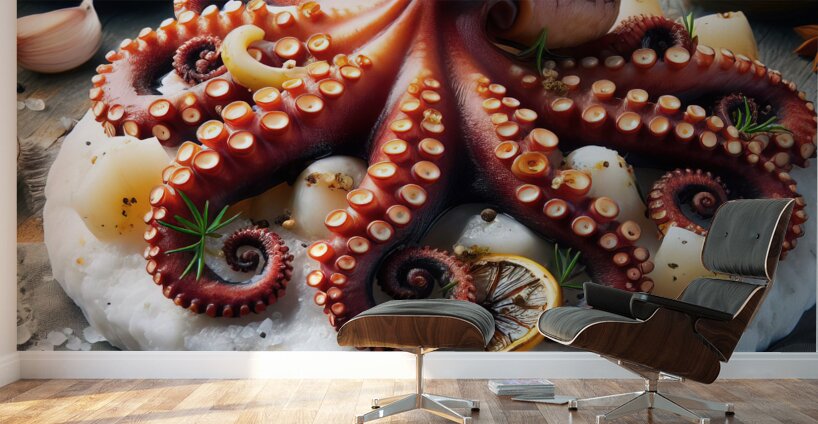 316 octopus cooked on white rock roasted octopus Wall Murals