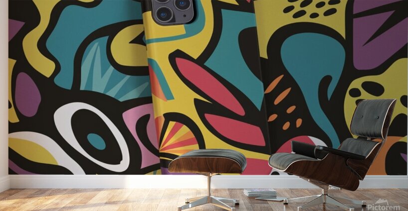  featuring an abstract colorful pattern inspi Indian culture. Wall Murals