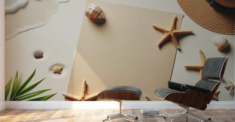 356 Blank paper for text on the white sand of the Wall Murals