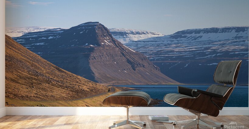 Road in the high arctic nature of Iceland Westfjords. High mountains and glacier Wall Murals