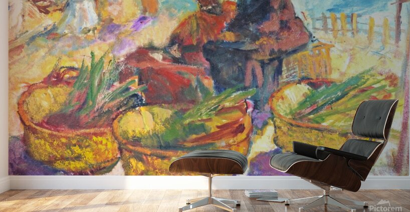 Sellers in village market Wall Murals