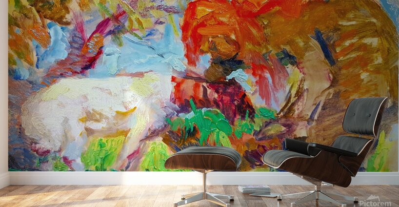 Sheep and child.. Wall Murals