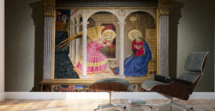 Cortona Arezzo Tuscany Italy. The Annunciation of Cortona is a panel-painting altarpiece or retable by Beato Angelico Wall Murals