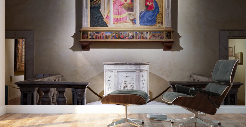 Cortona Arezzo Tuscany Italy. The Annunciation of Cortona is a panel-painting altarpiece or retable by Beato Angelico Wall Murals